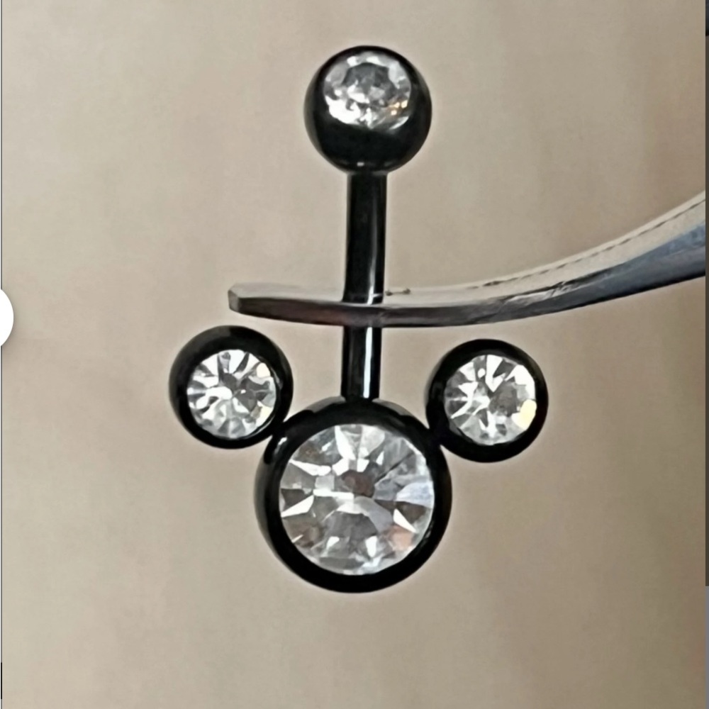 Black and Silver Mickey Mouse Belly Ring
